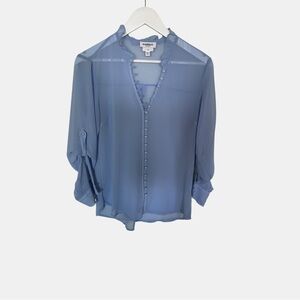 Sheer Blue Ruffle Blouse| Soft Girl Office Chic